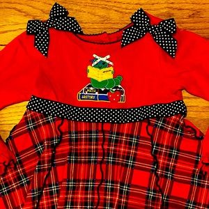 School Dress Preschool Toddler Bookworm Plaid Fall Winter Apple Books Size 3T